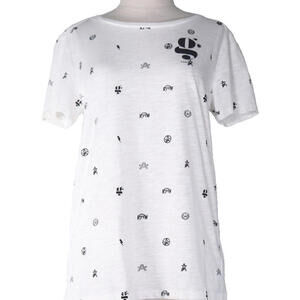 G Star Women’s Small White Black RAW Logo Graphic T Shirt Short Sleeve Crew Neck